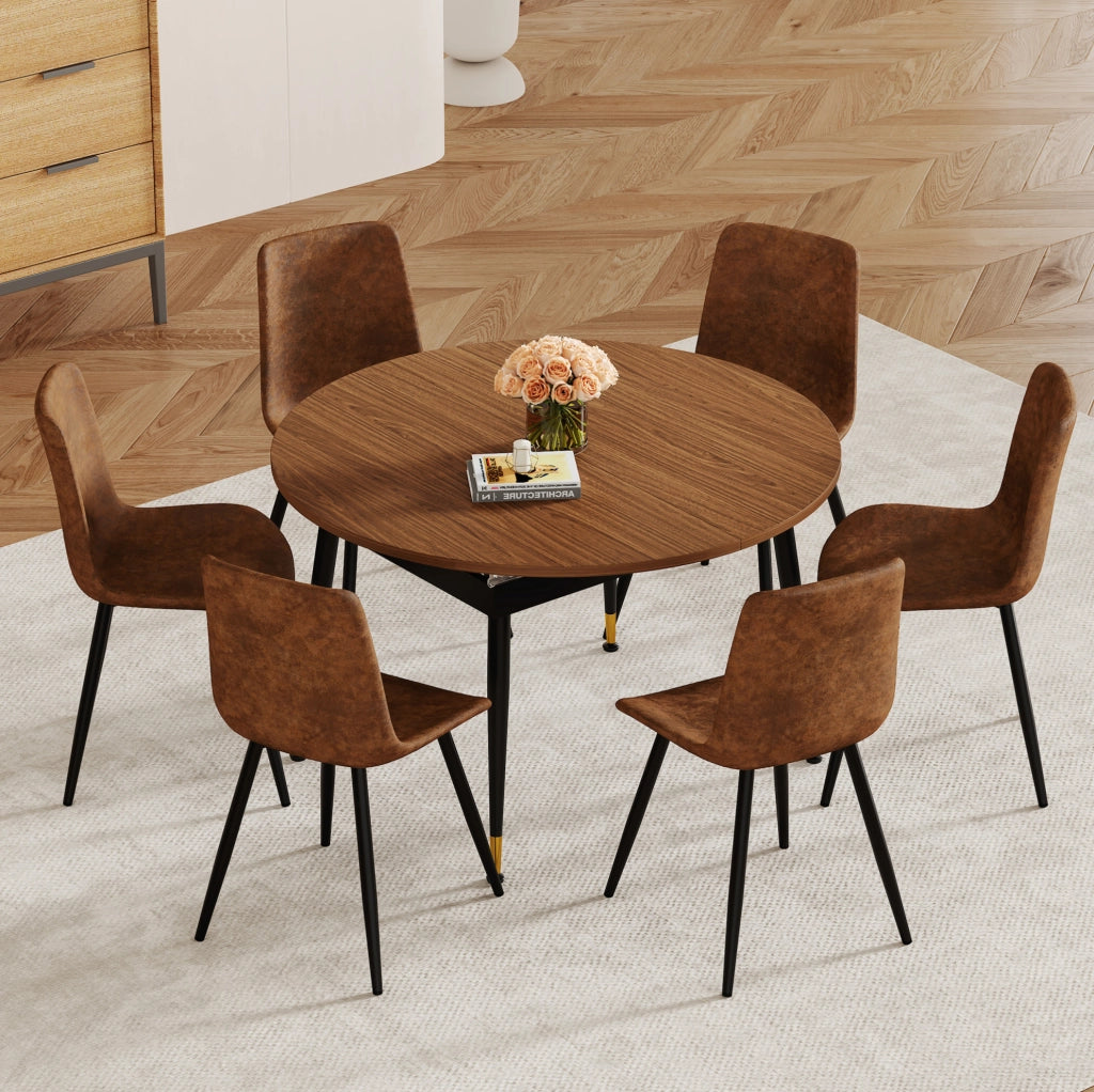 Tavolo da pranzo ovale in MDF effetto noce con gambe nere