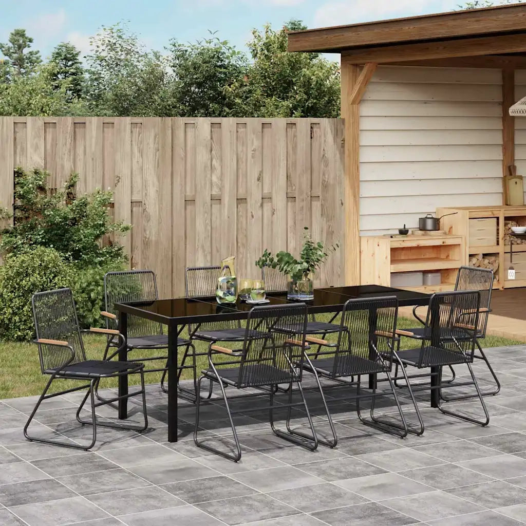Set da Pranzo per Giardino 9 pcs Nero 3379176