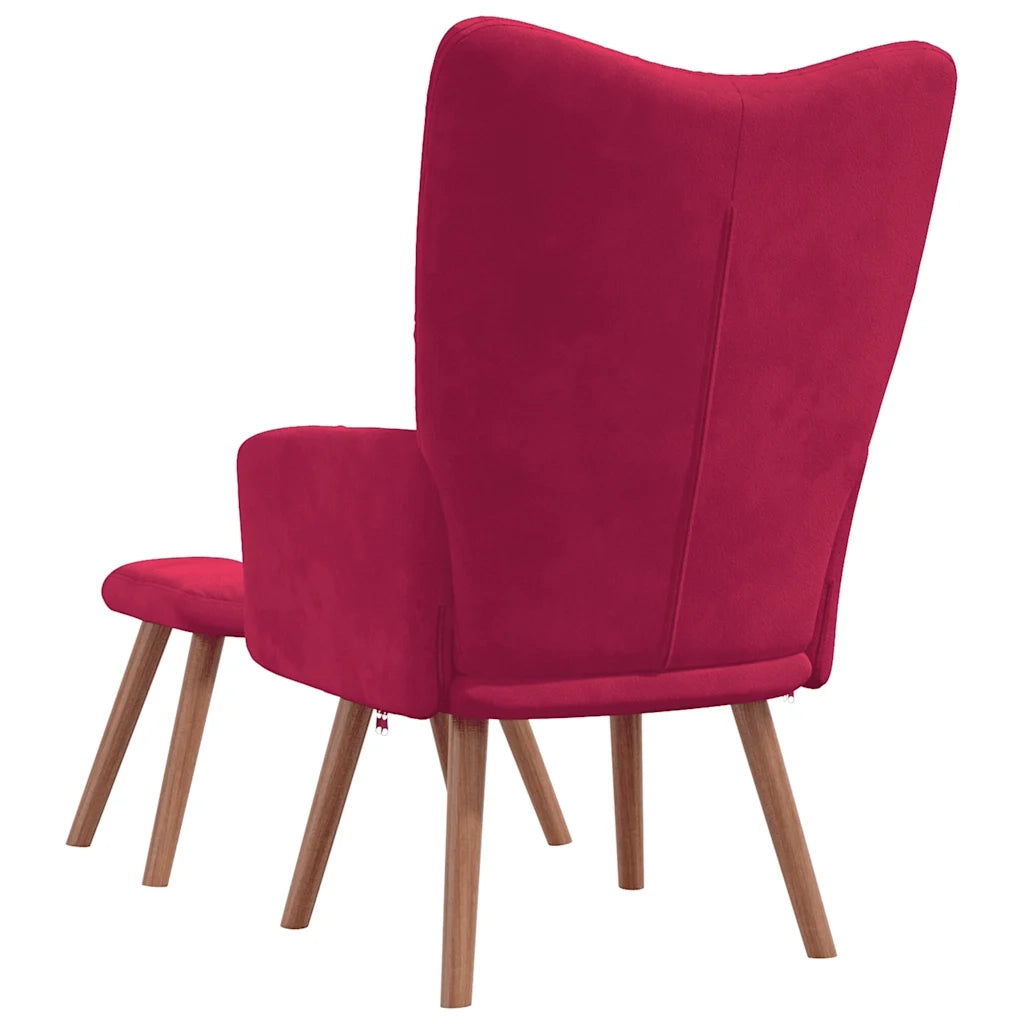 Poltrona Relax con Poggiapiedi Rosso Vino in Velluto cod mxl 9589