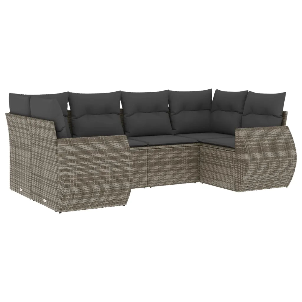 Set Divano da Giardino 6 pz con Cuscini Grigio in Polyrattancod mxl 88479