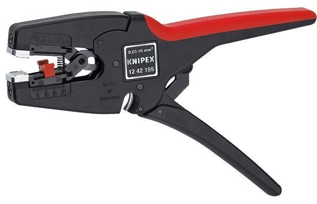 KNIPEX 12 42 195 MultiStrip 10 Pinza spelacavi automatica capacita' 0,03 - 10,0 mm² con tagliafili integrato colore Nero-Rosso