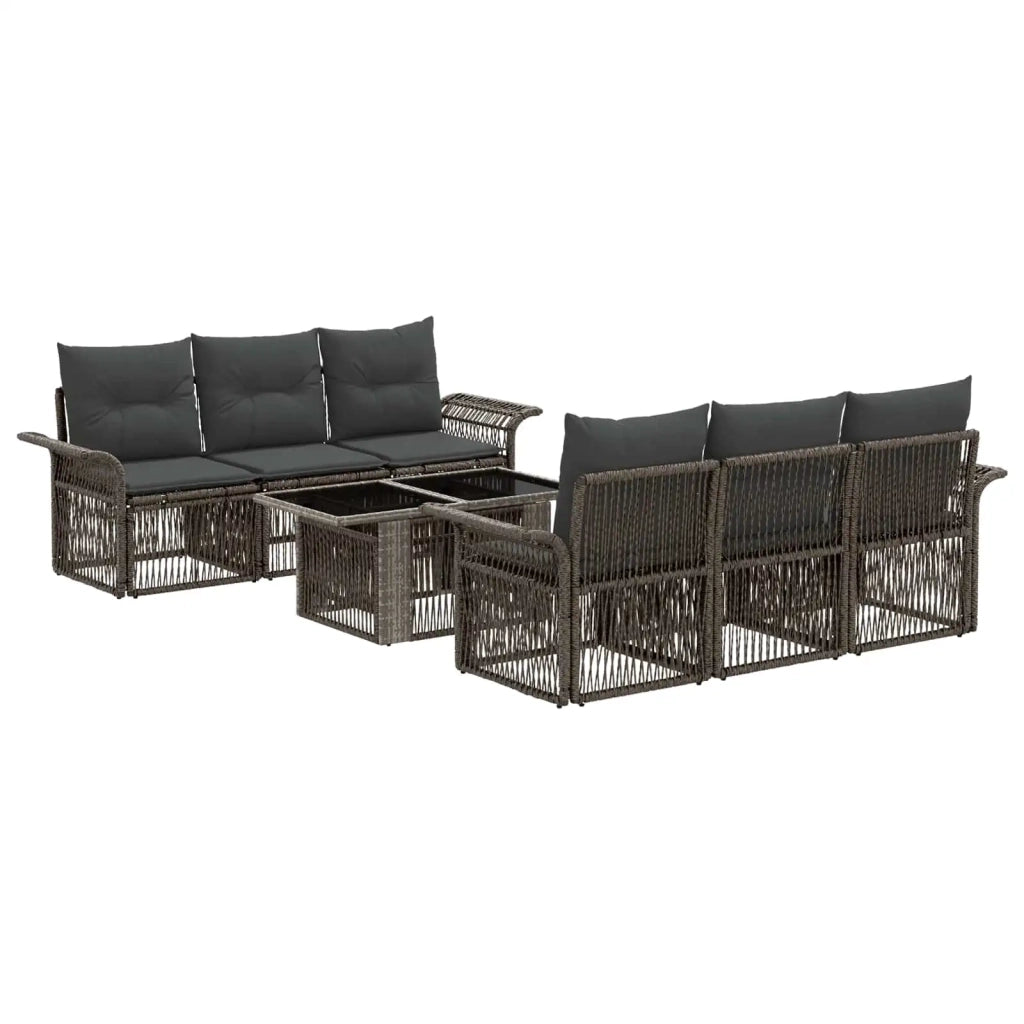 Set Divano da Giardino 7 pz Grigio e Grigio Scuro polyrattan 3436595