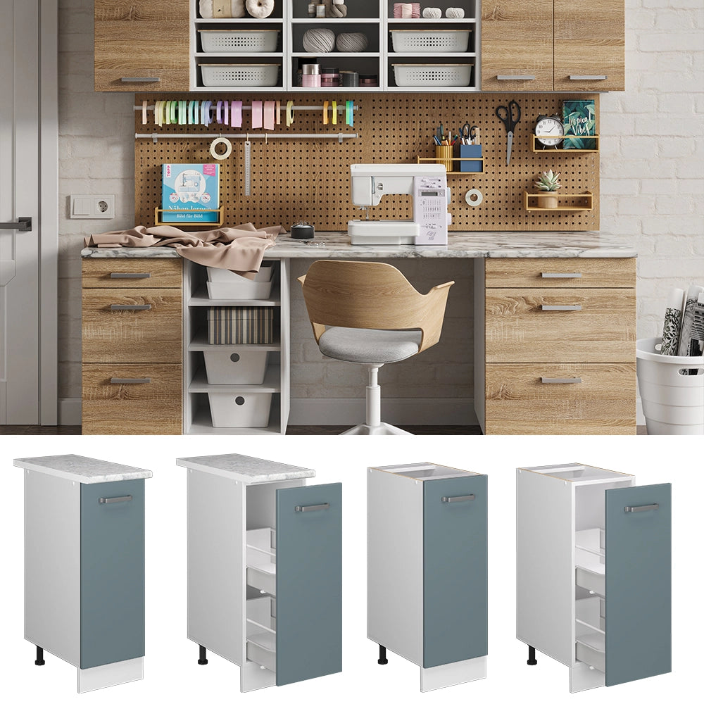 Vicco Base universale Grigio-blu 30 cm con anta, senza piano di lavoro