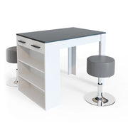 Vicco Set di tavoli da pranzo  Antracite/bianco 67 x 100 cm con 2 sgabelli