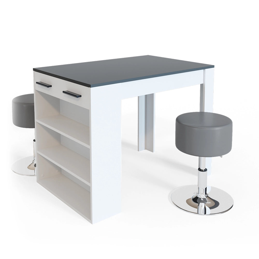 Vicco Set di tavoli da pranzo  Antracite/bianco 67 x 100 cm con 2 sgabelli