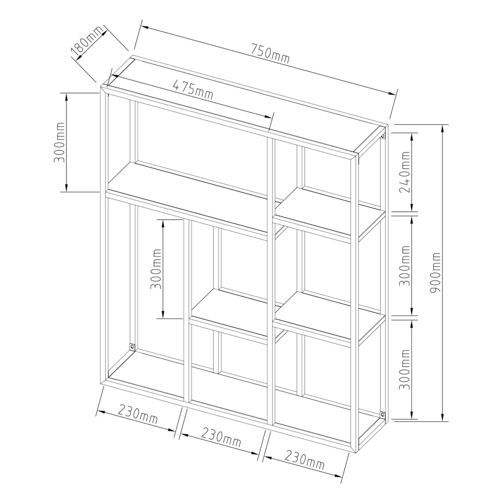 Mensola da parete in acciaio 90 x 75 x 18 cm nero 03_0007038