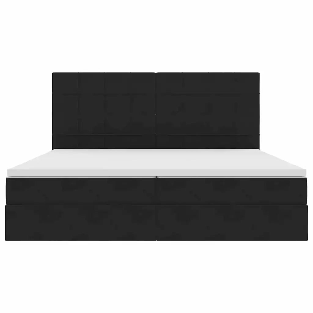 Letto con contenitore LED e materasso Nero 200 x 200 cm Velluto