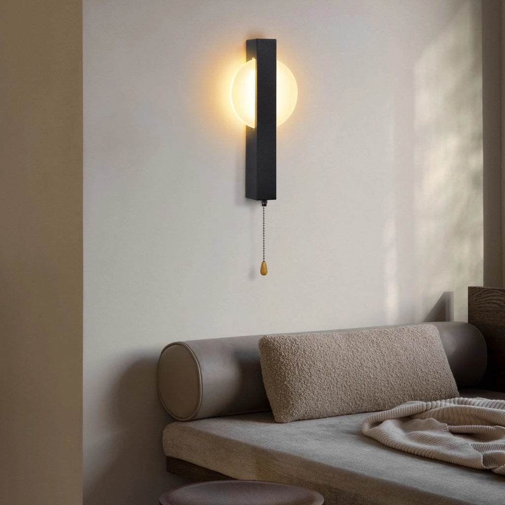 ZMH Applique da parete moderna a LED per interni nera con interruttore a tirante 3000K 6W