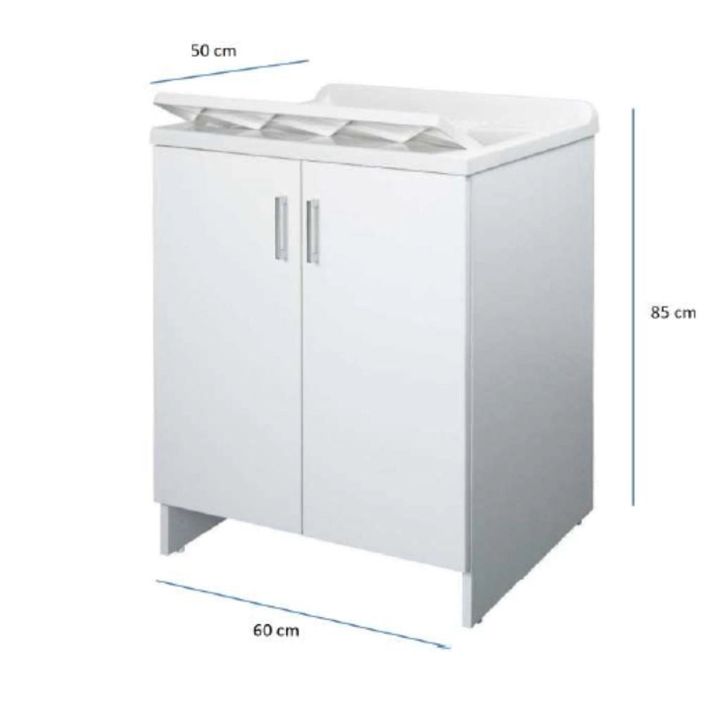 Mobile lavanderia bianco lavabo resina 45x50x85 asse lavaggio cm doppia anta