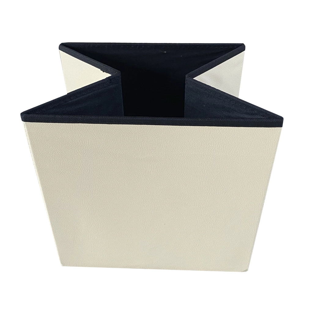 Puff Ottomano Quadrato Portaoggetti Pieghevole in Similpelle 38x38x38cm | Nyana Casa | Stile ottomano | Similpelle resistente | Nero, grigio e beige