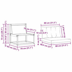 Set di divani da esterno con cuscino 3 pcs Naturale e Beige 3369140
