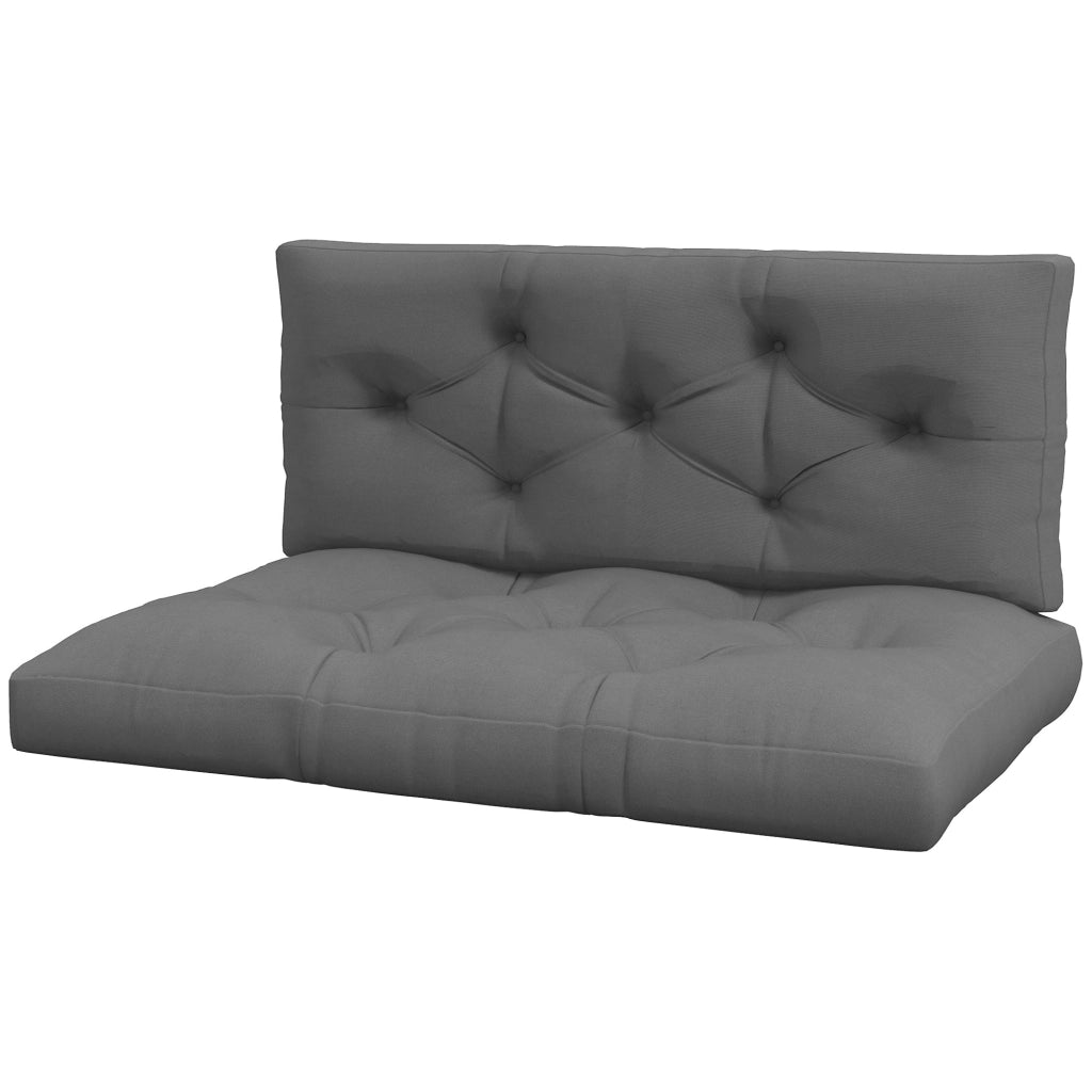 Set 2 Pezzi Cuscini da Giardino per Divani e Pallet in Poliestere con Imbottitura Spessa, Grigio