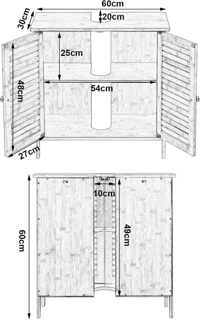 Set di mobili da bagno con armadietto a specchio, per bagno, in bambù, modello 6