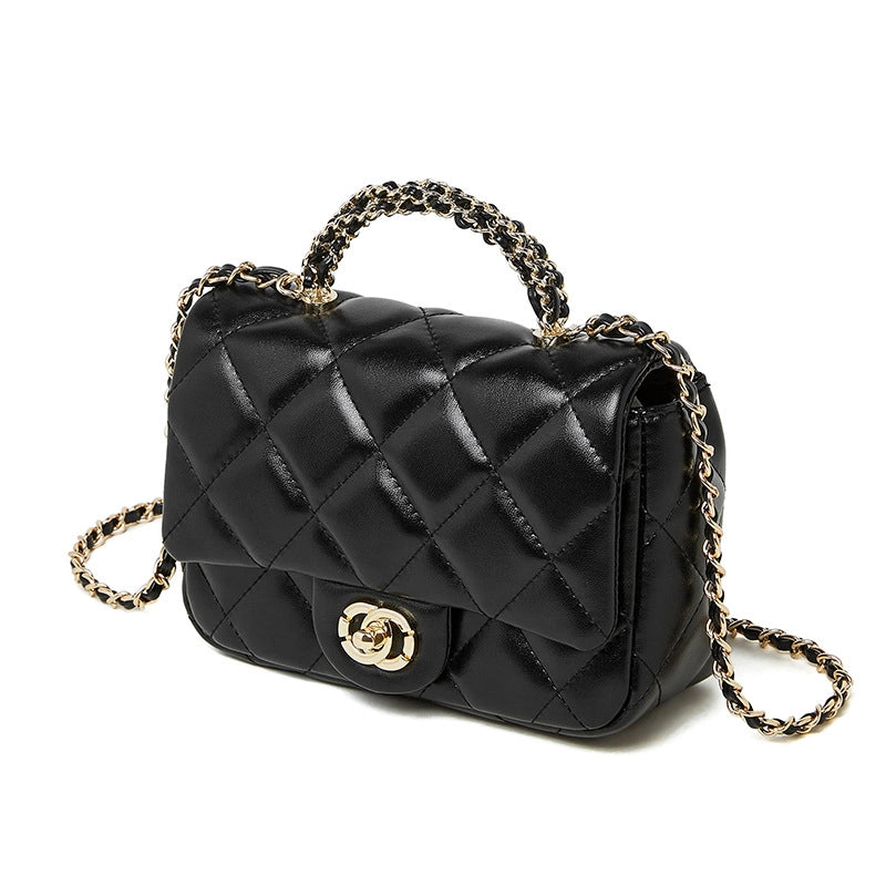 Borsa a mano da donna in vera pelle, nera.
