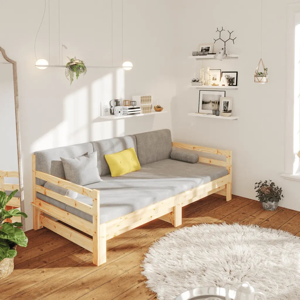 Dormeuse Estraibile 2x(80x200) cm in Legno Massello di Pino 814699