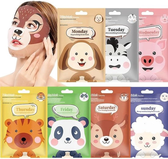 Maschera per il viso idratante - Maschera a strappo - Calmante - Nutriente - Maschera per animali - Estratto di radice di yams - 7 tipi - Maschera idratante
