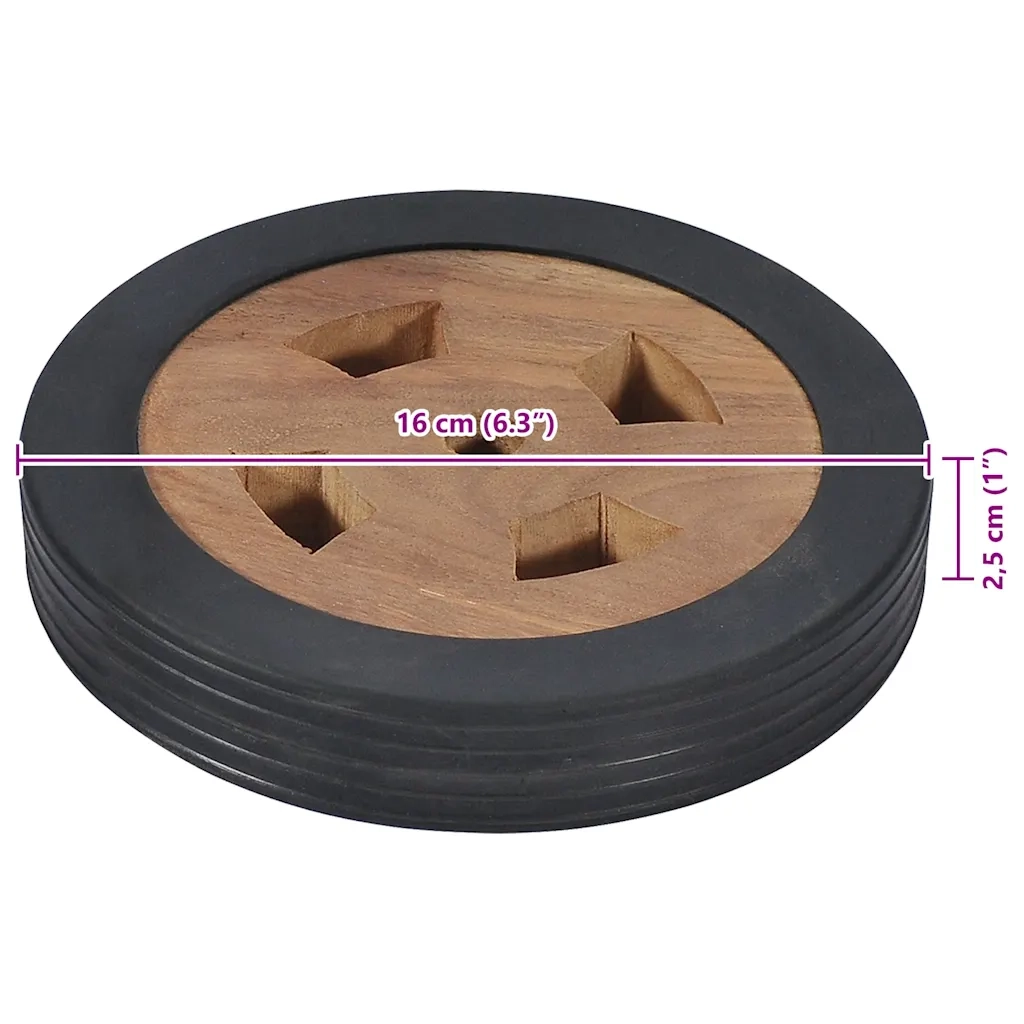 Rotelle di Ricambio per Lettini Prendisole 2pz Massello di Teak 48016