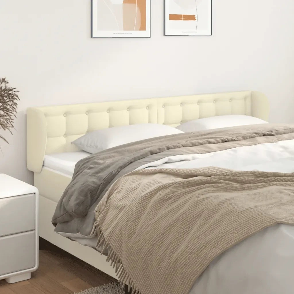 Testiera | Testata ad Orecchio Crema 183x23x78/88 cm in Similpelle