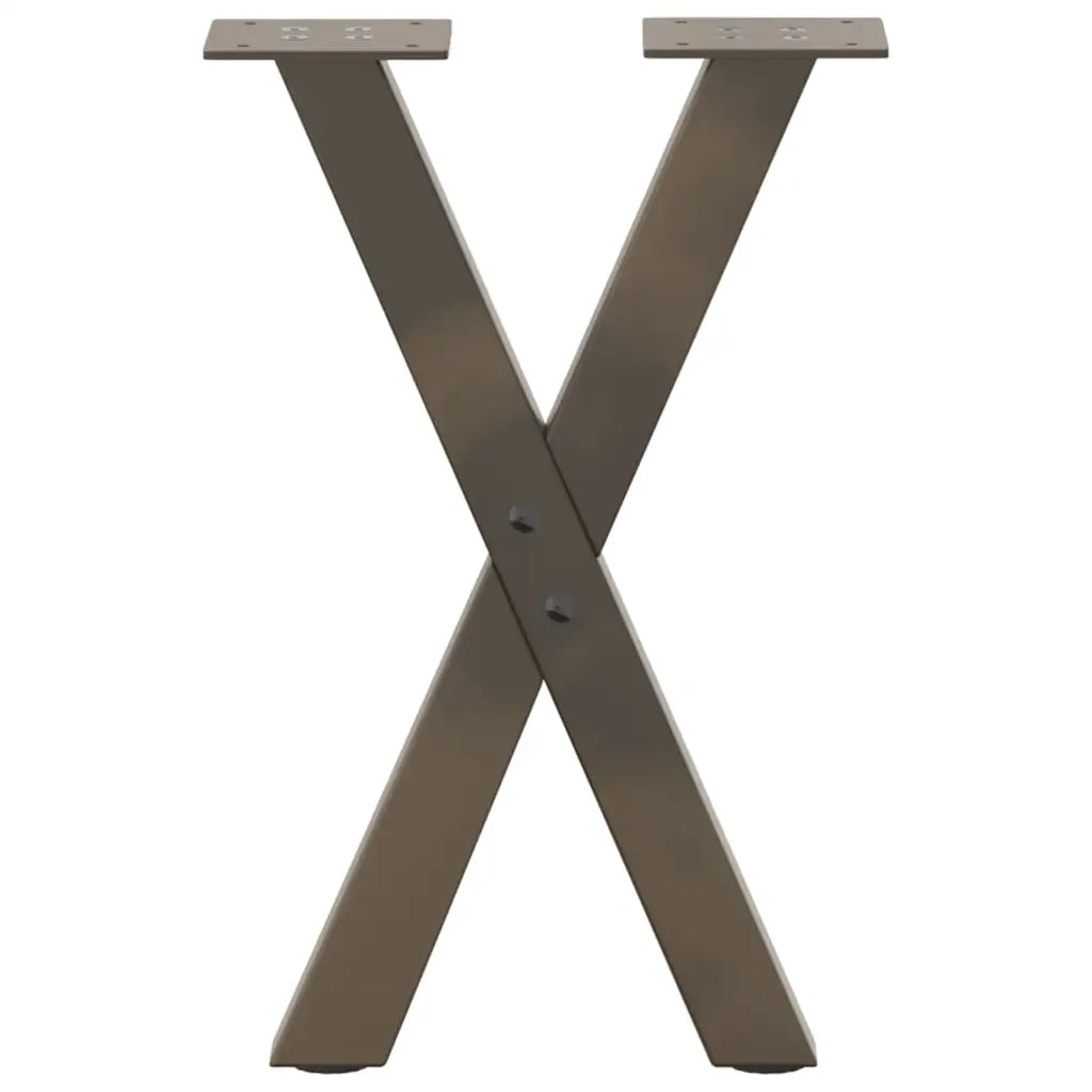 Gambe per Tavolino da Caffè a Forma di X 2 pz Acciaio Naturale 28x(42-43) cm Acciaio 4012891