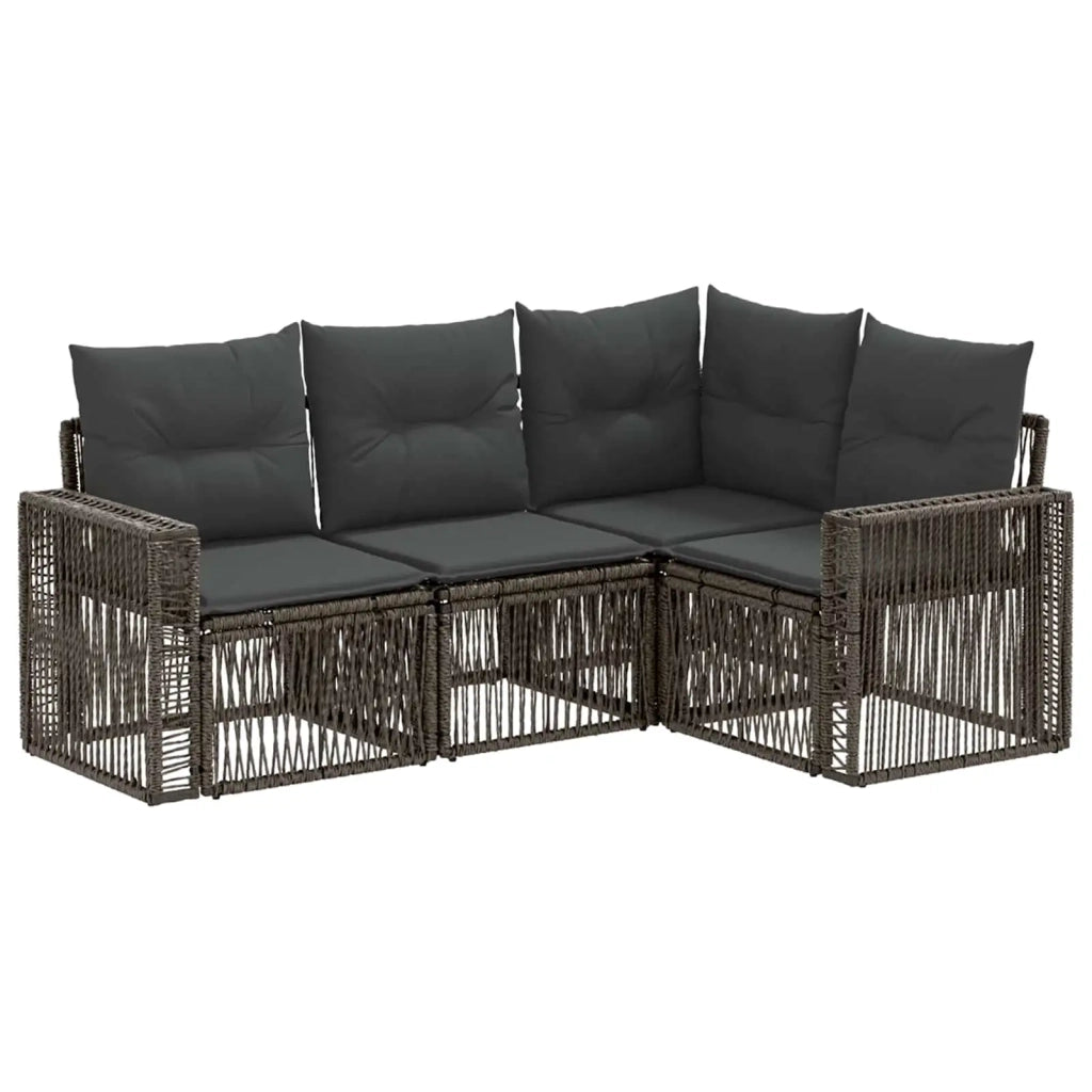 Set Divano da Giardino 4 pcs Grigio e Grigio Scuro polyrattan 3435116