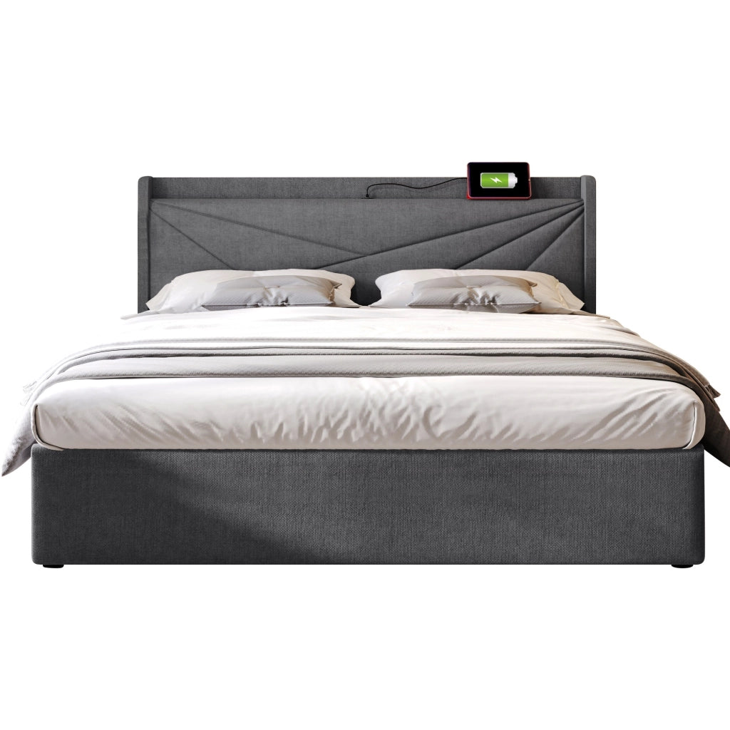 letto matrimoniale cotone lino grigio 180x200 cm