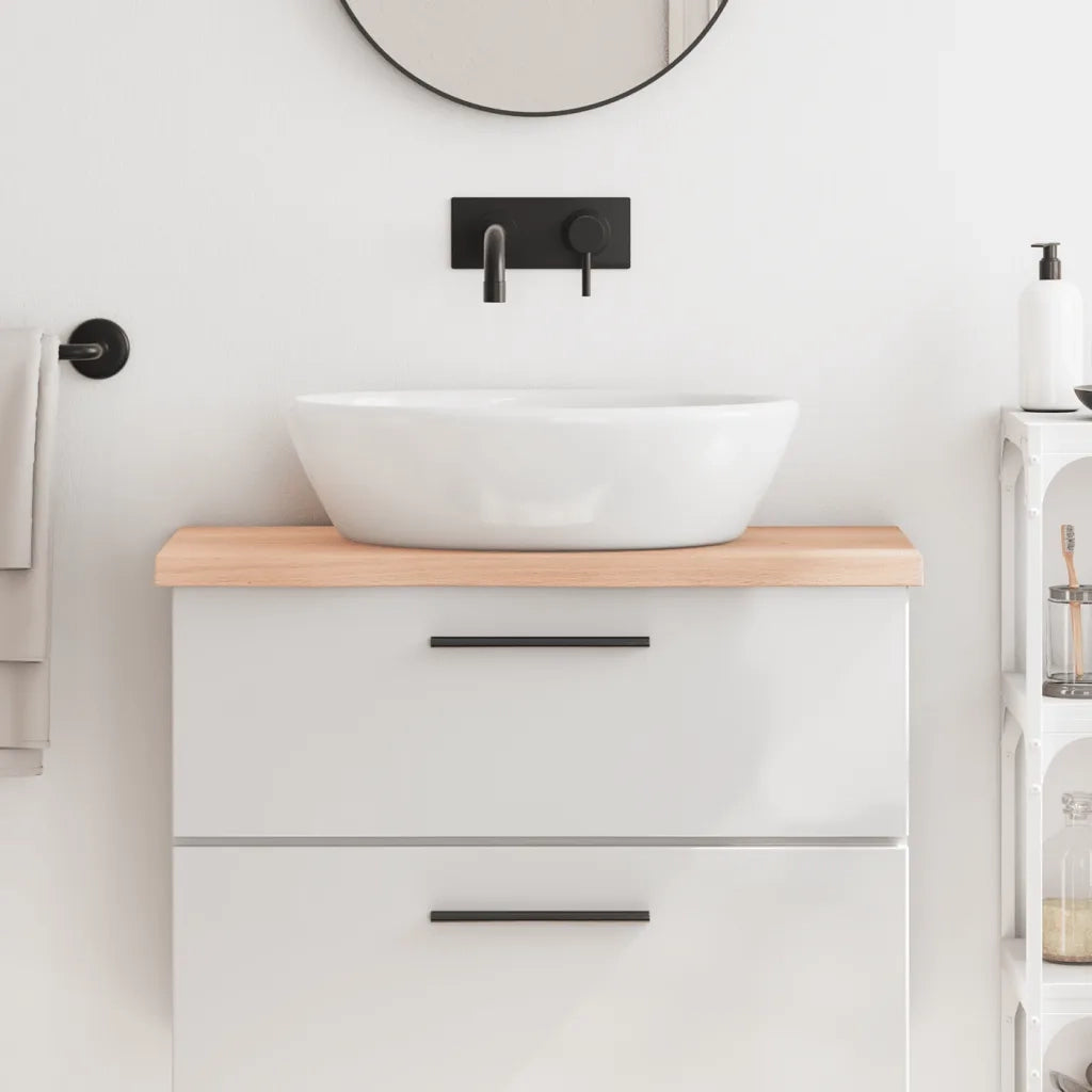 Piano Bagno 80x30x(2-4) cm in Legno Massello Non Trattato CFW9283895