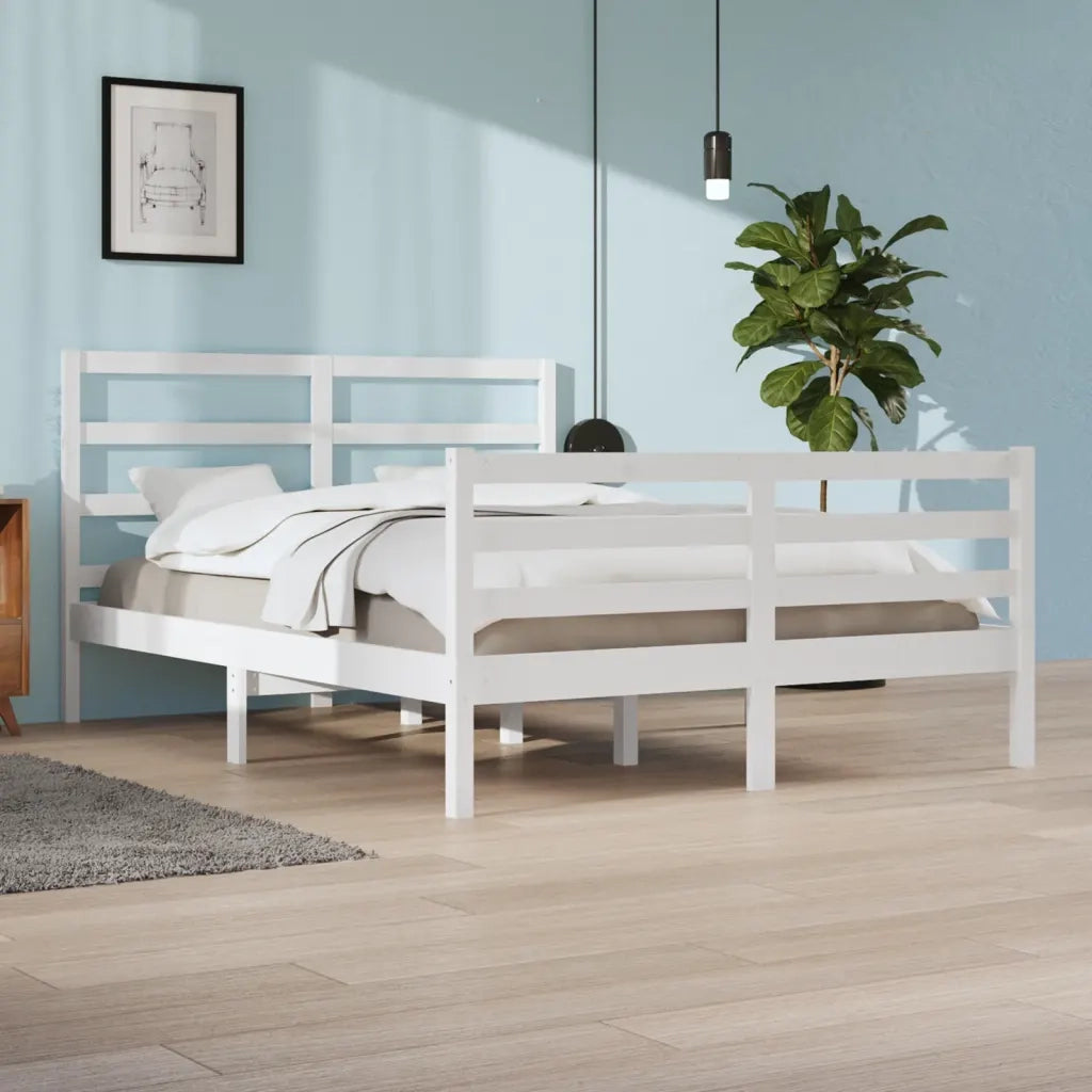 Giroletto-Struttura Letto Bianco in Legno Massello di Pino 160x200 cm 641024
