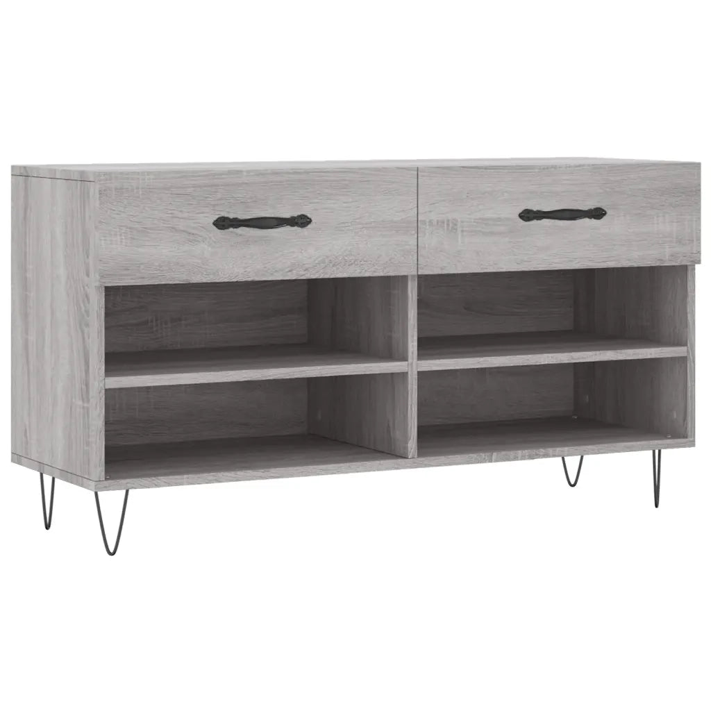 Panca Porta Scarpe-Sgabello-Panca Scarpiera Grigio Sonoma 102x35x55 cm Legno Multistrato 461710