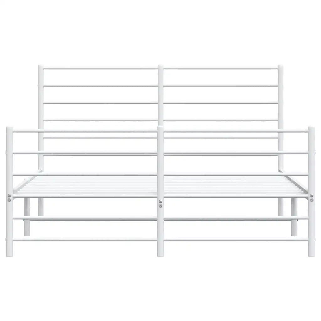 Giroletto con Testiera e Pediera Metallo Bianco 150x200 cm 352388