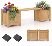 Fioriere da Esterno con Panchina, Letto Rialzato da Giardino in Legno Massello con e Base Aperta, Fioriere Elevate per Patio, Cortile e Veranda (Naturale, 105 x 26,5 x 29,5 cm)