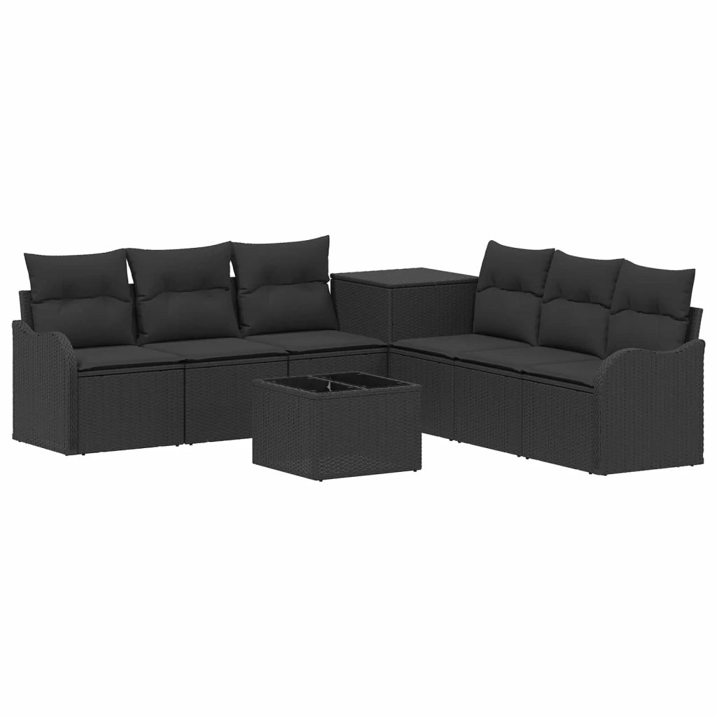 Set di divani 8 pz Nero Rattan sintetico e Acciaio 3448044