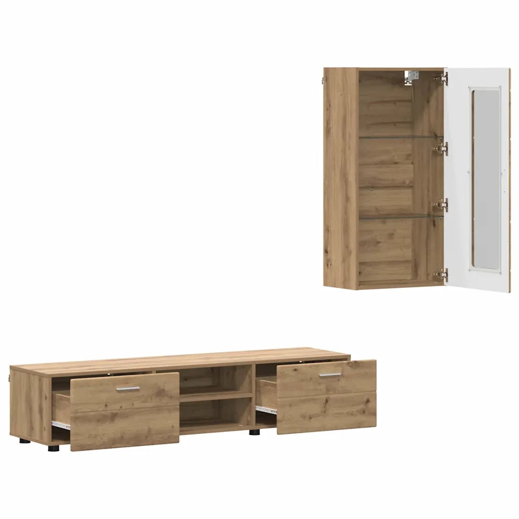 Set mobile TV FLORIN Rovere artigianale Legno multistrato