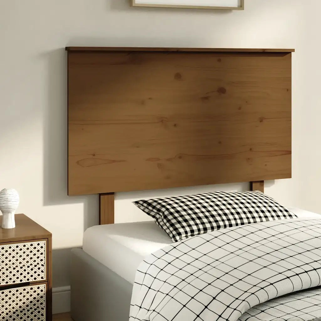 Testiera per Letto ambra 104x6x82,5cm in Legno Massello di Pino