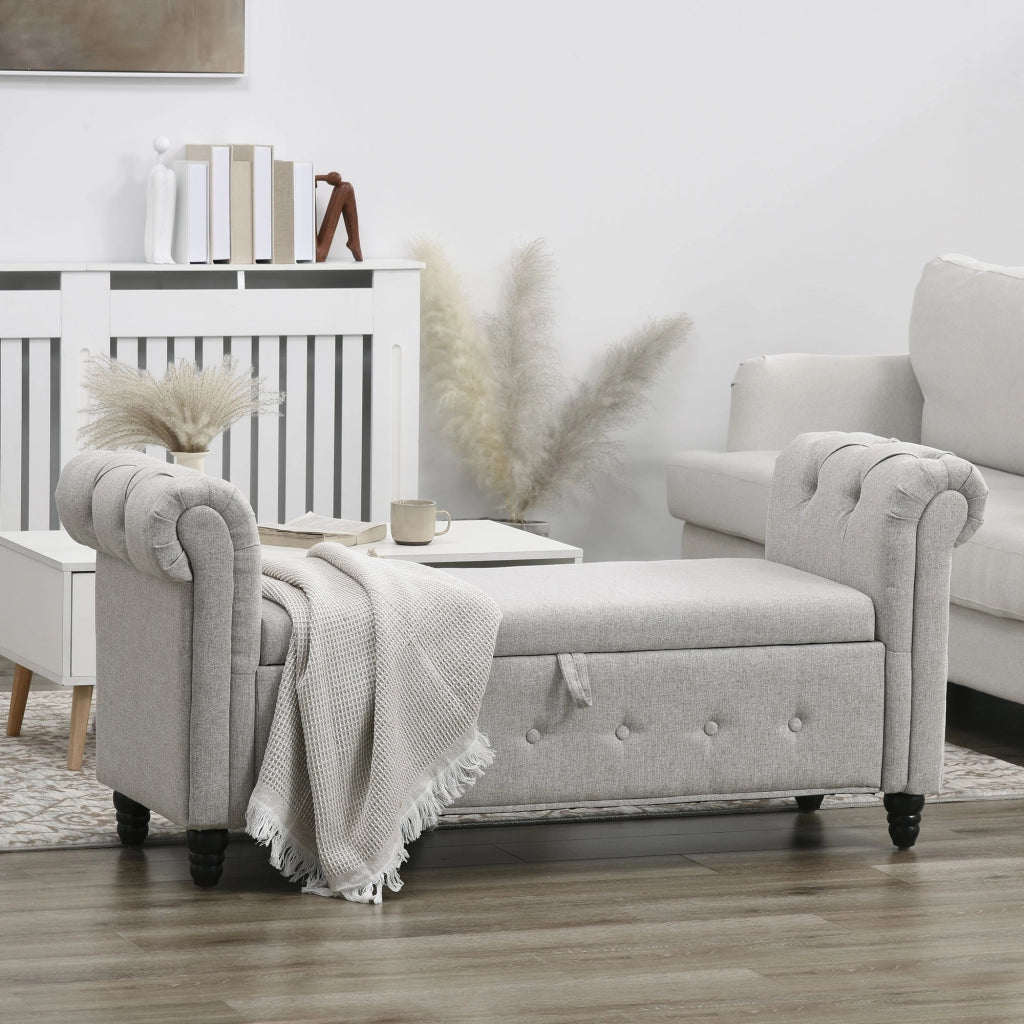 Divano a due posti con contenitore ¨C zephmum ¨C grigio 146.5x49x72 cm