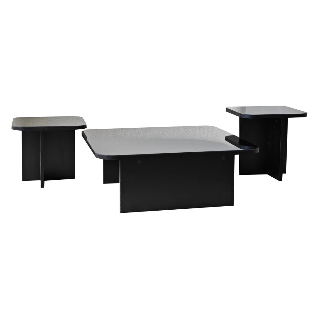 Pagliara, Tavolino da Salotto Effetto Lucido, 80x80x30h cm Nero