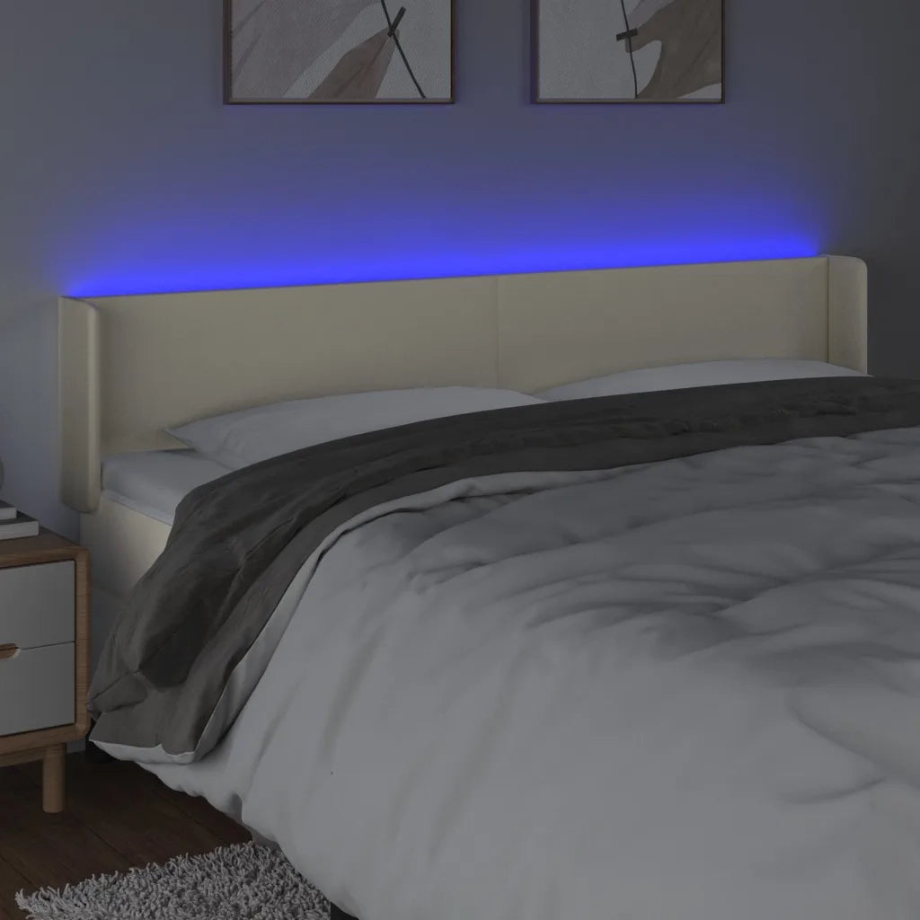 Testiera a LED Crema 203x16x78/88 cm in Similpelle cod mxl 48250