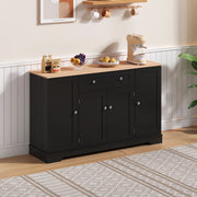 MADIA 138 cm con cassetto e vani laterali, MDF nero