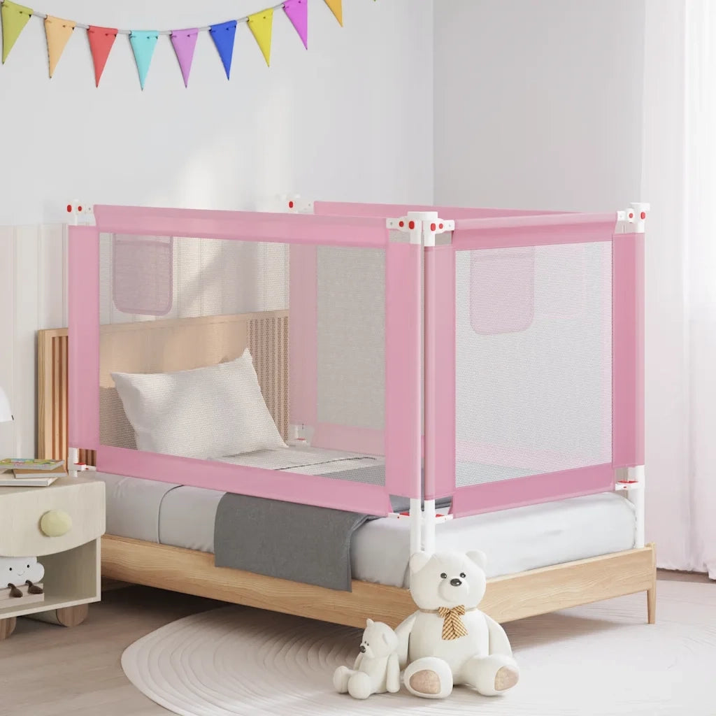 Sponda Letto di Sicurezza per Bambini Rosa 140x25cm in Tessuto 10201