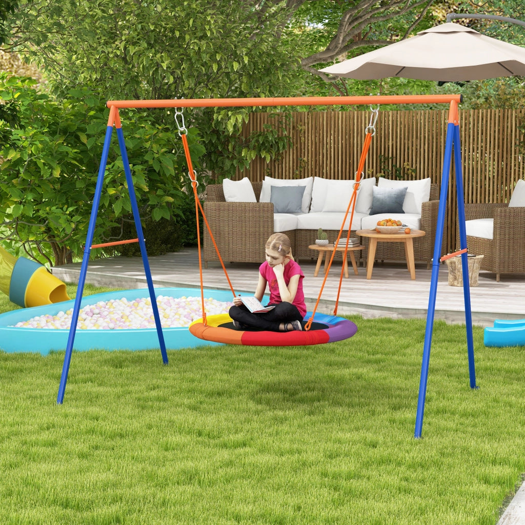 Altalena da Giardino a Nido per 1-2 Bambini in Metallo Rinforzato, 196x172x180cm, Multicolore