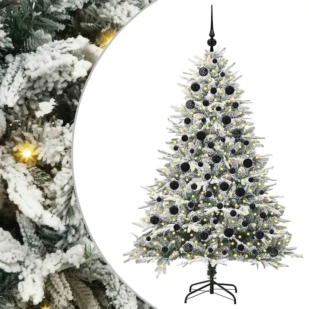 Albero di Natale Artificiale Pre-illuminato con Set di Palline