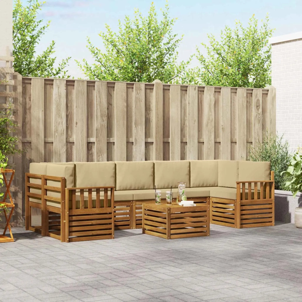 Set di divani da esterno con cuscino 8 pcs Naturale e Beige 3374523