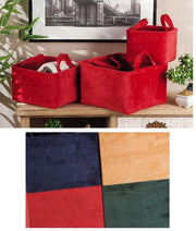 Set 3 Cestini contenitori moore quadrati in Velluto 4 Colori