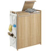 Cesto per il bucato in bamb¨´ con sacco a cordino rimovibile e tasche laterali ¨C Minimal ¨C 120L Naturale