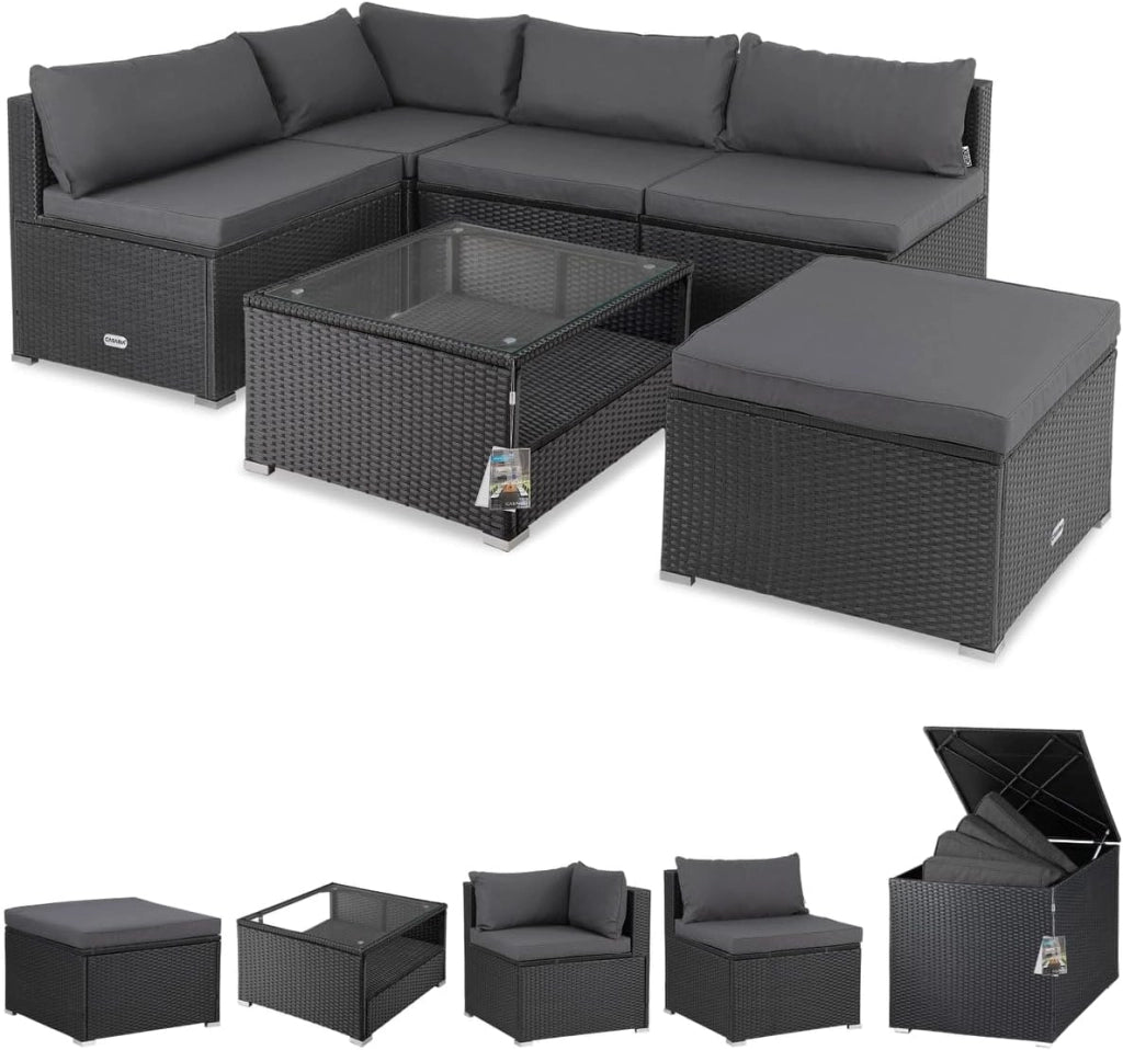 ® Lounge Tavolo da Giardino Set Polyrattan Mobili da Esterno Inclusi Cuscini 318L Gruppo di Seduta Terrazza Balcone Salottino Outdoor