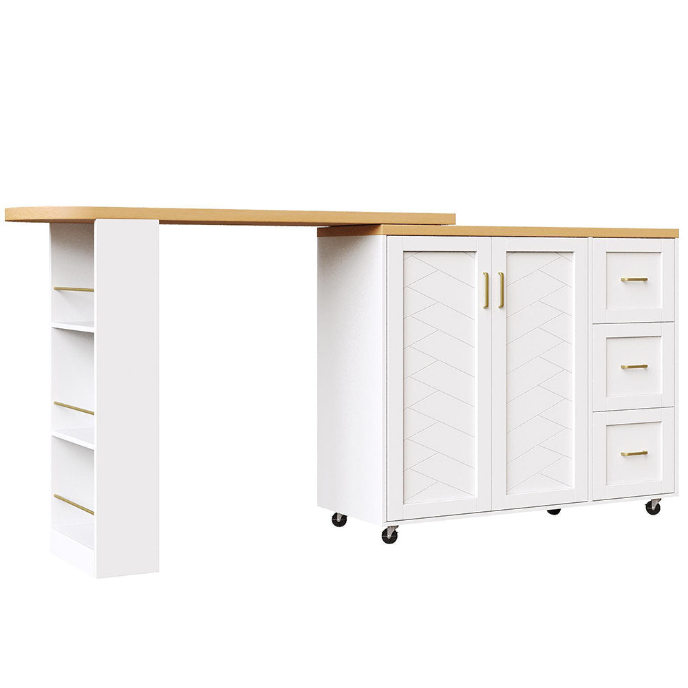 Carrello bar estensibile - Xylo - 2 porte 3 cassetti ruote bianco/nero