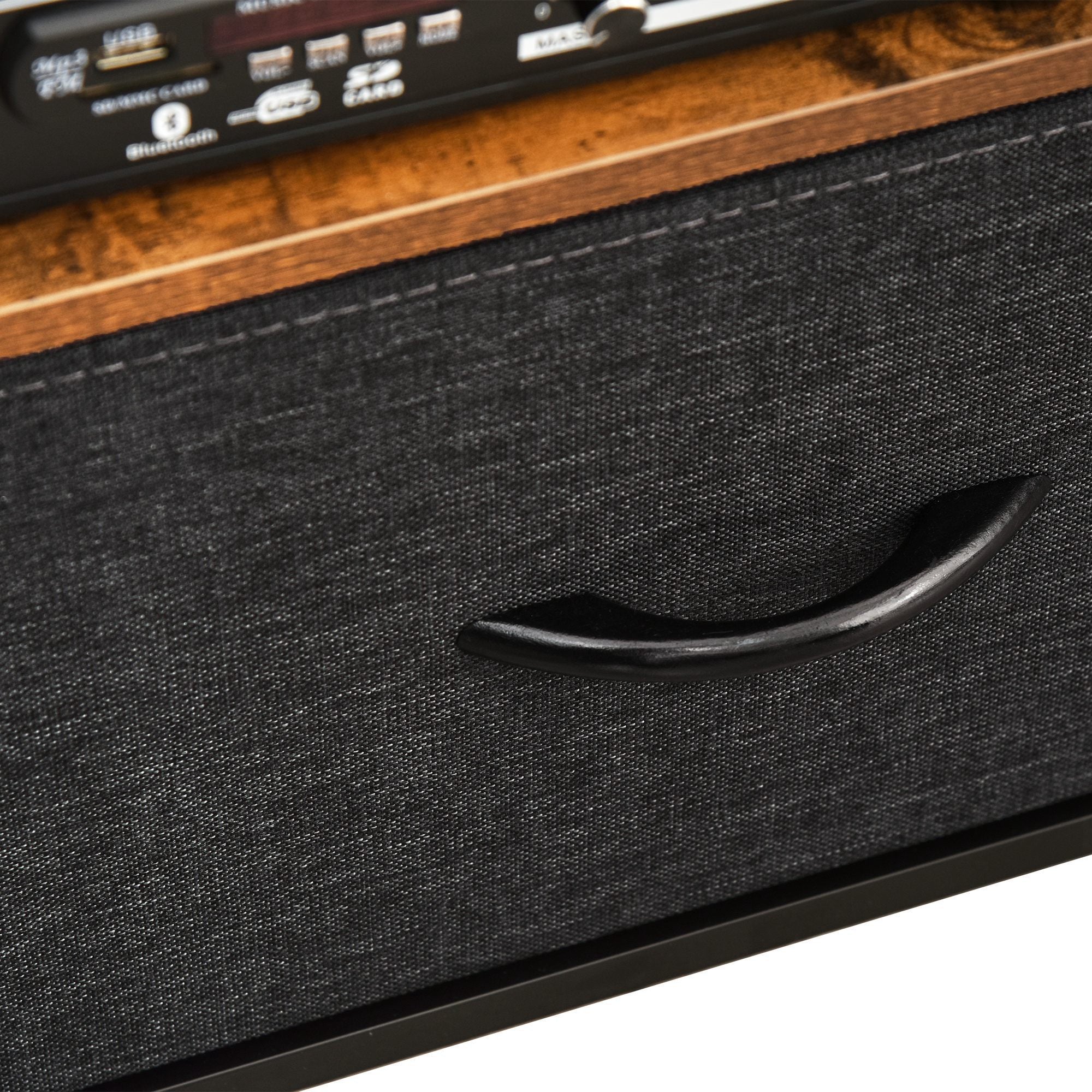 Mobile TV 98x29x56 cm 2 Ripiani 2 Cassetti in Tessuto Grigio