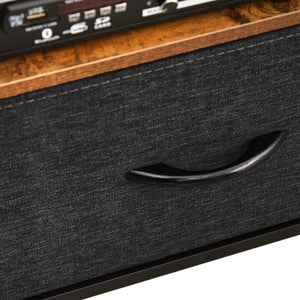 Mobile TV 98x29x56 cm 2 Ripiani 2 Cassetti in Tessuto Grigio