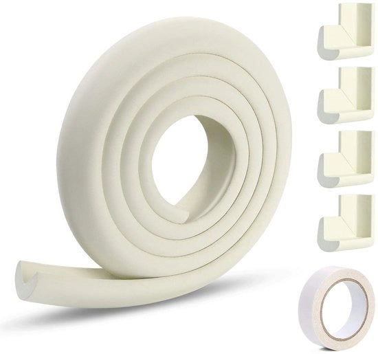 Protezione di bordo per bambini - Tavolo - Protezione extra spessa e imbottita - Bianco - Anti-urto - Sicuro per bambini di età inferiore ai 3 anni - Incluso accessorio di installazione.