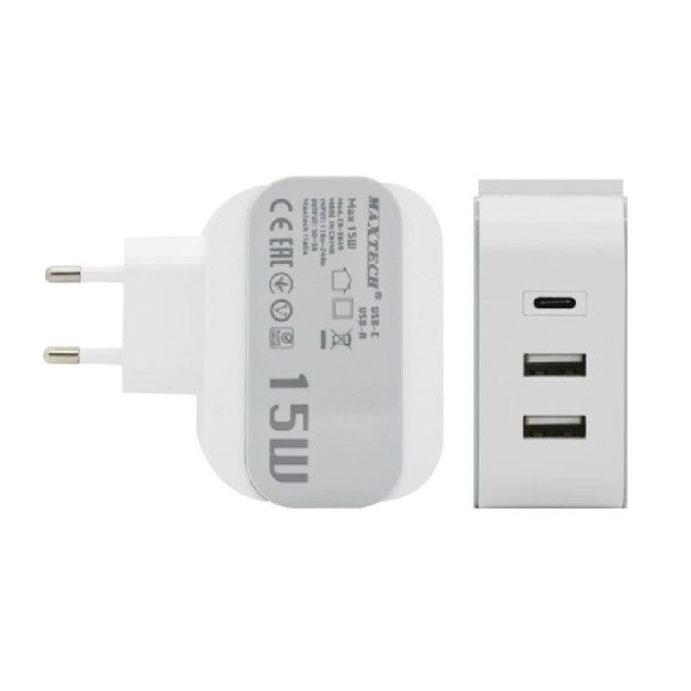 Trade Shop - Caricatore Parete Casa Doppia Porta Usb 1x Usb-c Type-c Ricarica 15w 3a Ca-s049 -