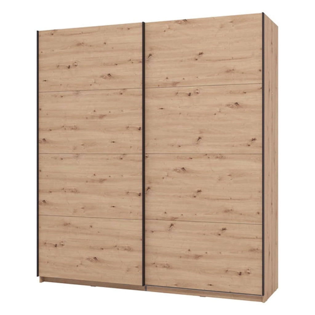 Armadio Camera da Letto Cariano, Guardaroba Grande Appendiabiti, 195x217.5h cm Marrone Rovere Nodi